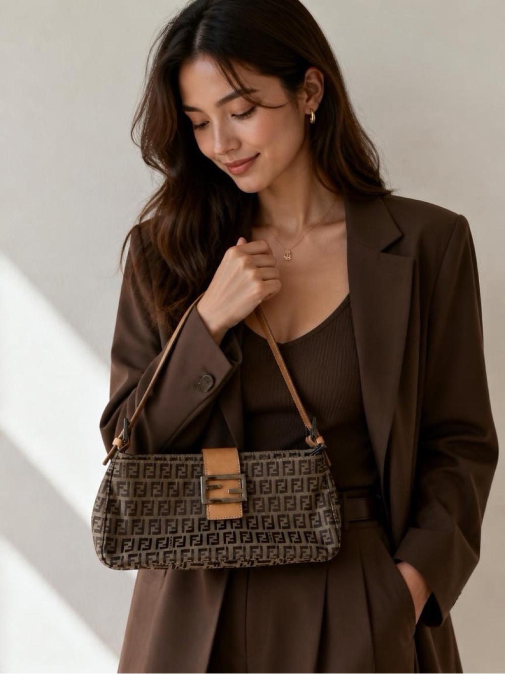 Authentic Brown Fendi baguette